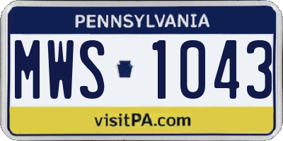 PA license plate MWS1043