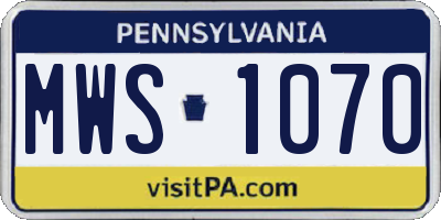 PA license plate MWS1070