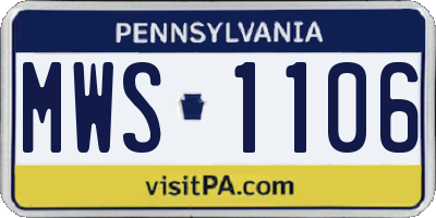 PA license plate MWS1106