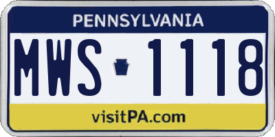 PA license plate MWS1118