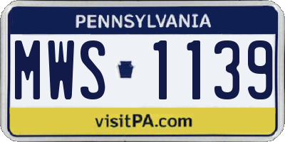 PA license plate MWS1139
