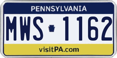 PA license plate MWS1162