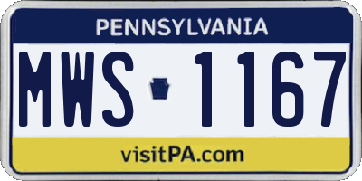 PA license plate MWS1167