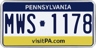 PA license plate MWS1178