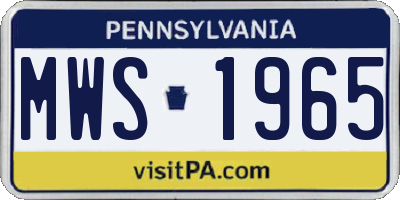 PA license plate MWS1965