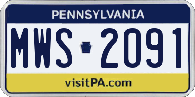 PA license plate MWS2091