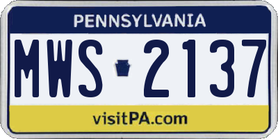 PA license plate MWS2137