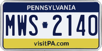 PA license plate MWS2140