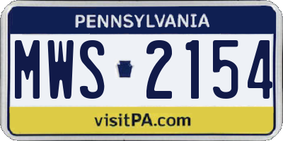 PA license plate MWS2154