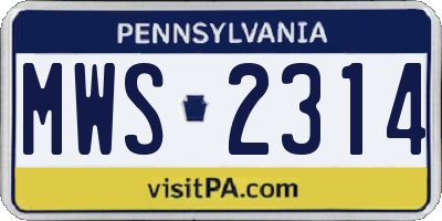 PA license plate MWS2314