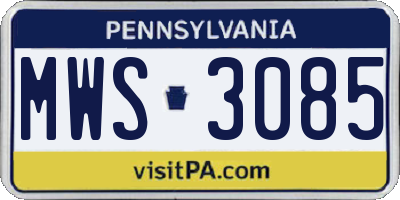 PA license plate MWS3085
