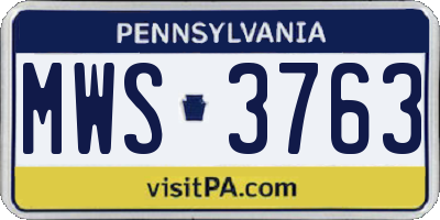 PA license plate MWS3763