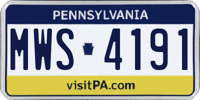 PA license plate MWS4191