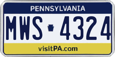 PA license plate MWS4324