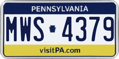 PA license plate MWS4379
