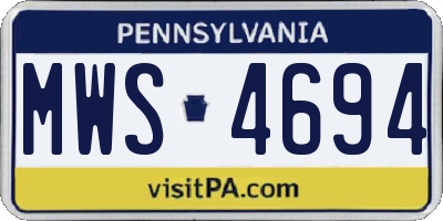 PA license plate MWS4694