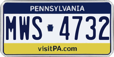 PA license plate MWS4732