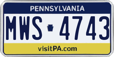 PA license plate MWS4743
