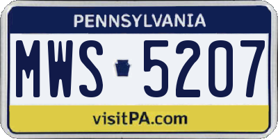PA license plate MWS5207
