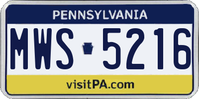 PA license plate MWS5216