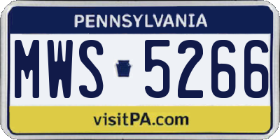 PA license plate MWS5266