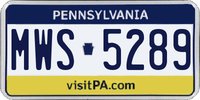 PA license plate MWS5289