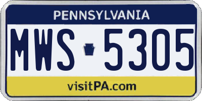 PA license plate MWS5305