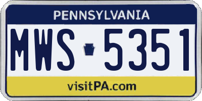 PA license plate MWS5351