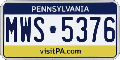 PA license plate MWS5376