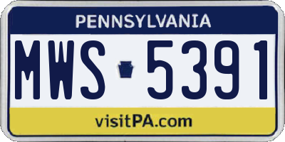 PA license plate MWS5391