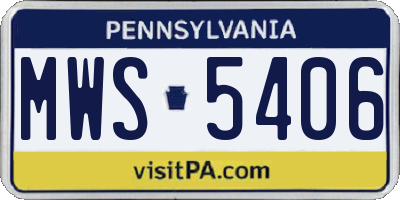 PA license plate MWS5406