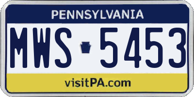 PA license plate MWS5453