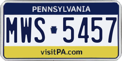 PA license plate MWS5457