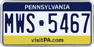 PA license plate MWS5467