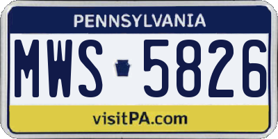 PA license plate MWS5826