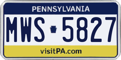 PA license plate MWS5827