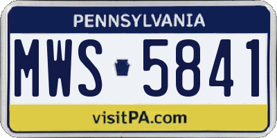 PA license plate MWS5841