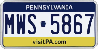 PA license plate MWS5867