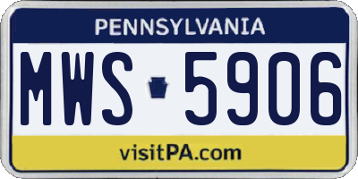 PA license plate MWS5906