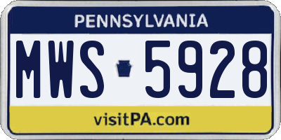PA license plate MWS5928