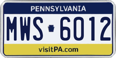 PA license plate MWS6012