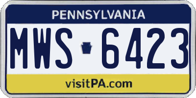 PA license plate MWS6423