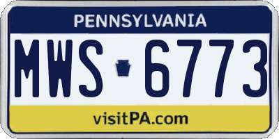 PA license plate MWS6773