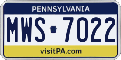 PA license plate MWS7022