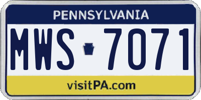 PA license plate MWS7071