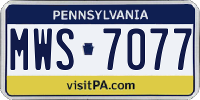 PA license plate MWS7077