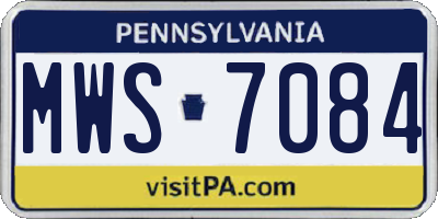 PA license plate MWS7084