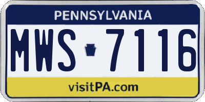 PA license plate MWS7116
