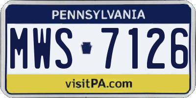 PA license plate MWS7126
