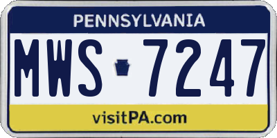 PA license plate MWS7247